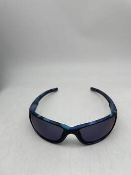 Mens Blue Mirrored Lens Plastic Frame Rectangular Sunglasses J-0540571-I alternative image