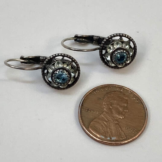 Designer Liz Palacios Silver-Tone Crystal Stone Lever lock Drop Earrings image number 2