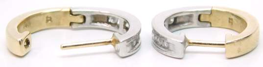 14k Yellow & White Gold 0.21CTTW Diamond Hoop Earrings 3.8g image number 6