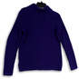 Womens Blue V-Neck Long Sleeve Knitted Pullover Sweater Size Large image number 2