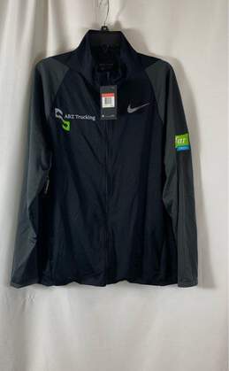 NWT Nike Dri-Fit Mens Black Long Sleeve Full Zip Windbreaker Jacket Size Large