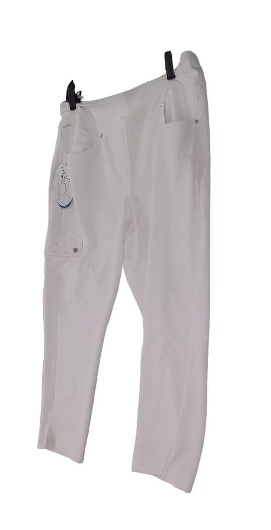 NWT Womens White Casual Elastic Waist Pockets Capri Pants Size Large image number 2