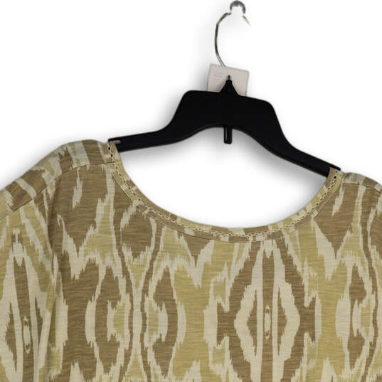 Womens Brown Beige Abstract Ruched Short Sleeve Pullover Blouse Top Size 16 image number 3