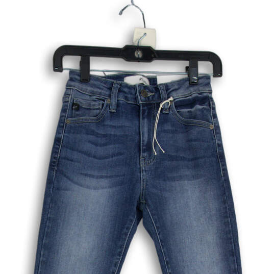 NWT Womens Blue Denim Medium Wash Pockets Regular Fit Straight Jeans Sz 24 image number 2