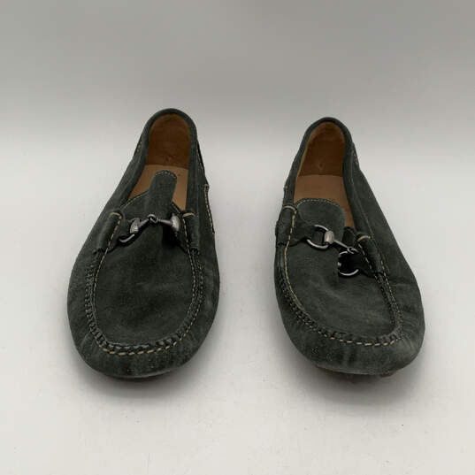 Mens Suede Green Moc Toe Fashionable Slip-On Loafer Shoes Size 10 image number 4