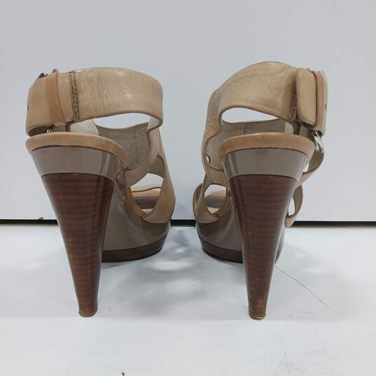 Michael Kors Women's AF12J Tan Leather Sandal Heels Size 7 1/2M image number 4