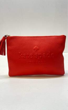 Kate Spade Larchmont Ave Logo Clutch Picnic Red