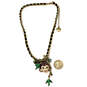 Designer Betsey Johnson Gold-Tone Chain Rhinestone Monkey Charm Necklace image number 4