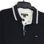 Mens Black White Short Sleeve Spread Collar Polo Shirt Size X-Large image number 3