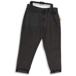 NWT Universal Thread Womens Gray Denim Cuffed Hem Cropped Jeans Size 14