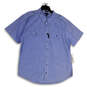 NWT Mens Blue Pointed Collar Short Sleeve Button-Up Shirt Size XXL image number 1