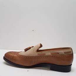 Paul Fredrick Italy Canvas Leather Wingtip Tassel Loafers Men's Size 10 M alternative image