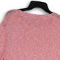 Womens Pink Knitted Round Neck Long Sleeve Pullover Sweater Size Medium image number 4