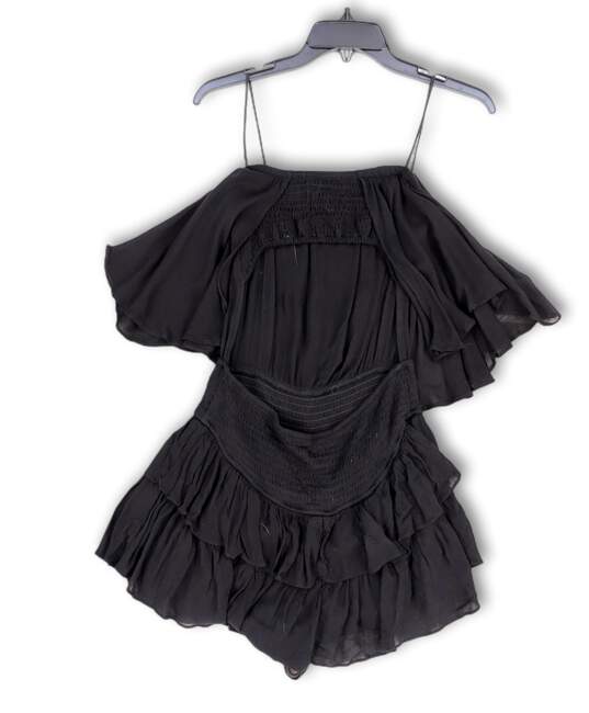 NWT Womens Black Ruffle Strapless Smocked One-Piece Romper Size Medium image number 2