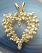 14K Yellow Gold 0.98 CTTW Diamond Cluster Heart Pendant- For Repair 4.8g image number 1