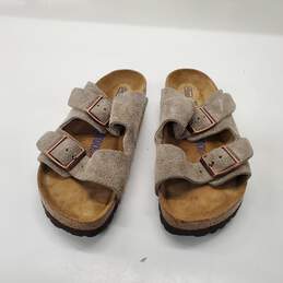 Birkenstock Women's Arizona Taupe Leather Slide Sandals Size 35 EU/5 US