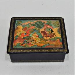 Vintage Ruslan and Ludmila Pushkin Russian Hand Painted Lacquer Box Mstera alternative image