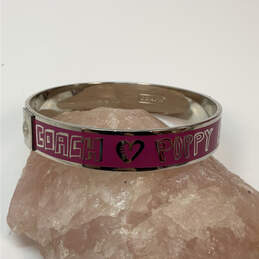 Designer Coach Silver-Tone Pink Poppy Limited Edition Bangle Bracelet