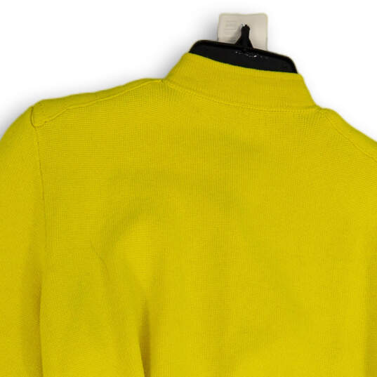 Womens Yellow Knitted Long Sleeve Pockets Full-Zip Motorcycle Jacket Sz SP image number 4