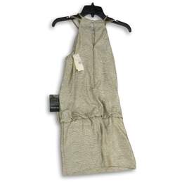 NWT Arden B. Womens Gold Sleeveless Halter Back Shimmer Ruffle Mini Dress Size S alternative image