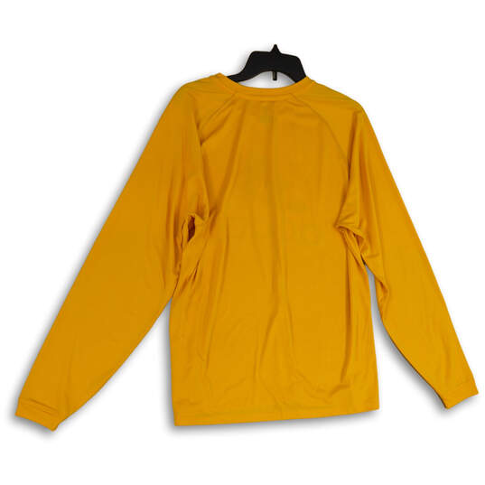 Mens Yellow Long Sleeve Crew Neck Activewear Pullover T-Shirt Size Large image number 2