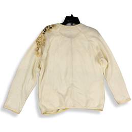 NWT Womens Ivory Long Sleeve Round Neck Full-Zip Cardigan Sweater Size M alternative image