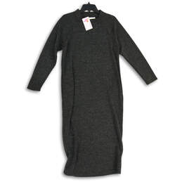 NWT Womens Black Ribbed Mock Neck Long Sleeve Sweater Dress Size Small