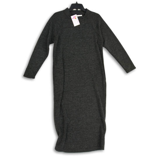 NWT Womens Black Ribbed Mock Neck Long Sleeve Sweater Dress Size Small image number 1