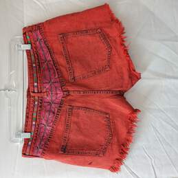 Red Embroidered Denim Shorts Womens Size 30 alternative image