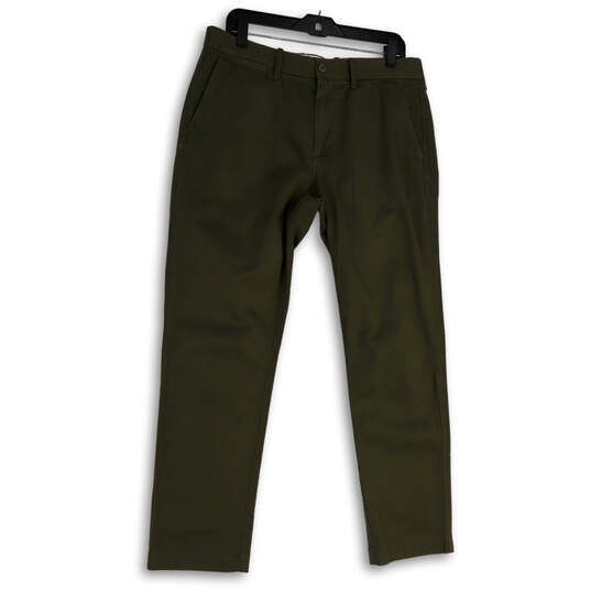 Mens Green Flat Front Straight Leg Slash Pockets Dress Pants Size W32 L30 image number 1