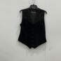 Womens Black Sleeveless V-Neck Leather Button Front Biker Vest Size M image number 1