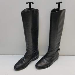 Tsumori Chisato Walk Black Leather Tall Knee Pull On Riding Boots Size 6 M alternative image