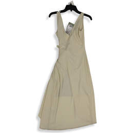 NWT Womens Beige V-Neck Sleeveless Pleated Slim Fit Wrap Dress Size XS alternative image