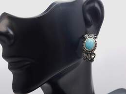 Avon 925 Southwestern Faux Turquoise Cabochon Dotted & Scrolled Curved Drop Post Earrings & Ring Set 11.8g alternative image