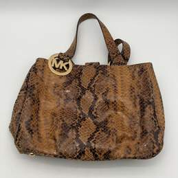 Womens Brown Snakeskin Print Leather Fulton Double Handle Shoulder Bag alternative image