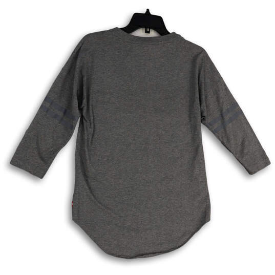 Womens Gray Just Do It Crew Neck 3/4  Sleeve Curved Hem T-Shirt Size Small image number 2