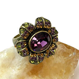 Designer Heidi Daus Gold-Tone Multicolor Rhinestone Fashionable Flower Ring alternative image