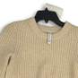 Athleta Womens Cream Ribbed Crew Neck Long Sleeve Pullover Sweater Size S image number 3