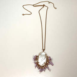 Designer Kendra Scott Gold-Tone Mother Of Pearl Long Pendant Necklace alternative image