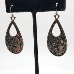Sterling Silver Swirl Design Oval Dangle Earrings 12.5g alternative image