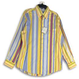 NWT Alex Cannon Mens Multicolor Striped Long Sleeve Button-Up Shirt Size Large