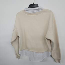 Creme Sweater Over White Collared Long Sleeve Shirt alternative image
