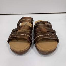 Women’s Clarks Roseville Bay Leather Slide Sandals Sz 9.5M alternative image