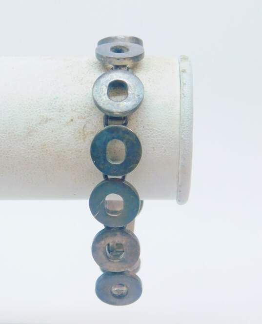 Artisan 925 Sterling Silver Circle Panel Bracelet 39.6g image number 1
