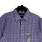 NWT Mens Purple Plaid Modern Fit Collared Long Sleeve Dress Shirt Size XL image number 3