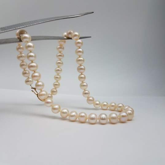 14k Gold FW Pearl Knotted 8mm Pearl 15 Inch Necklace 29.1g image number 2