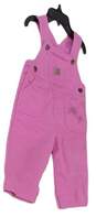 Carhartt Baby Girls Pink Wide Strap Front Pockets One Piece Overall Size 12 M image number 3