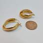 14K Gold Puffed Interlocking Oblong Hoop Earrings 5.1g image number 3