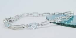 10K White Gold Aquamarine & Diamond Accent Bracelet 8.0g alternative image