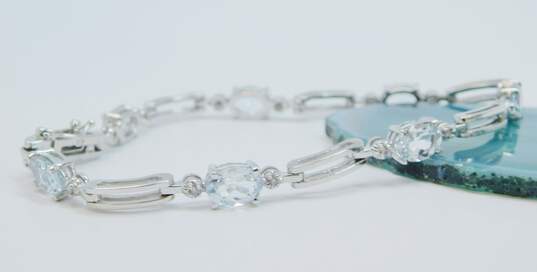 10K White Gold Aquamarine & Diamond Accent Bracelet 8.0g image number 2